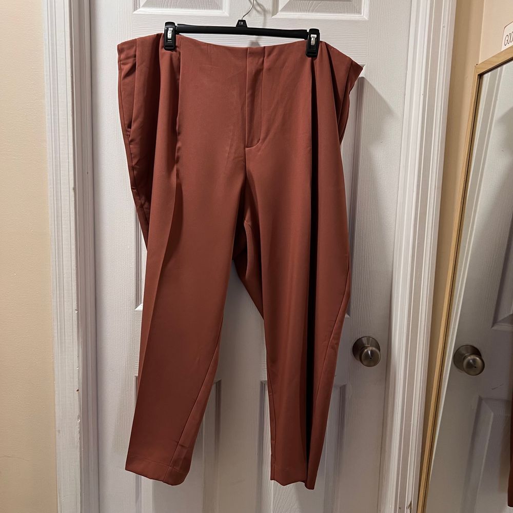 A New Day Terracotta Stretch Elastic Waist‎ Dress Pants Workwear Plus Size 26